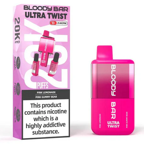 Pink Lemonade / Pink Gummy Bear Bloody Bar Ultra Twist 20K Disposable Vape 