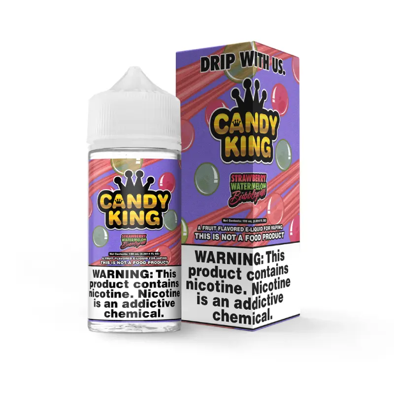 Strawberry Watermelon Bubblegum by Candy King 100ml Shortfill E-liquids