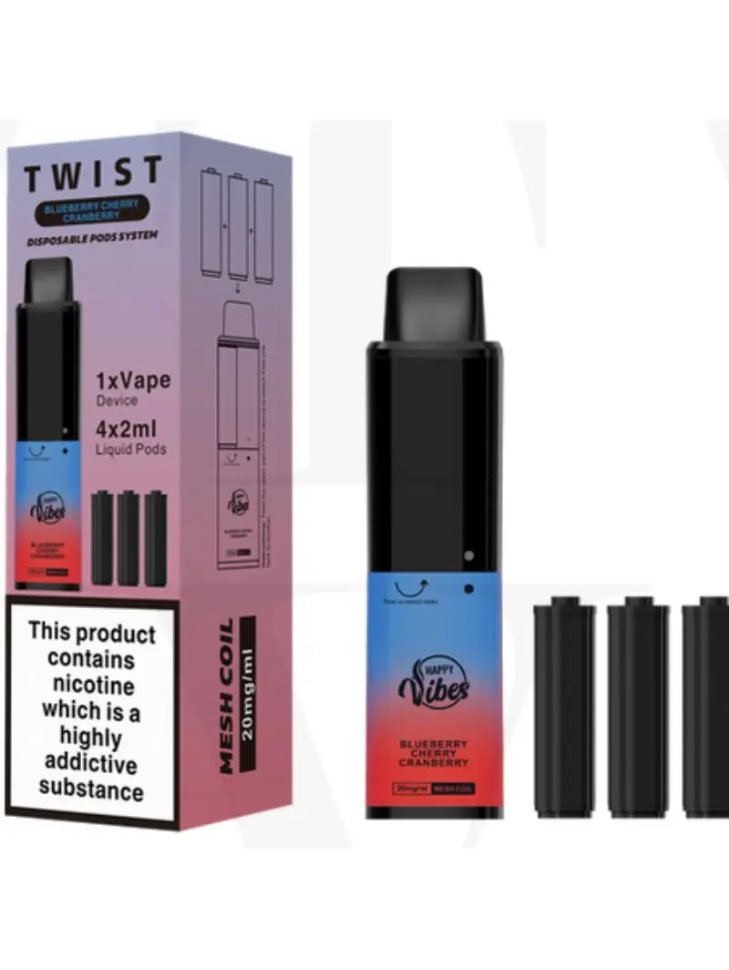 Blueberry Cherry Cranberry Happy Vibes Twist 2400 Disposable Vape 