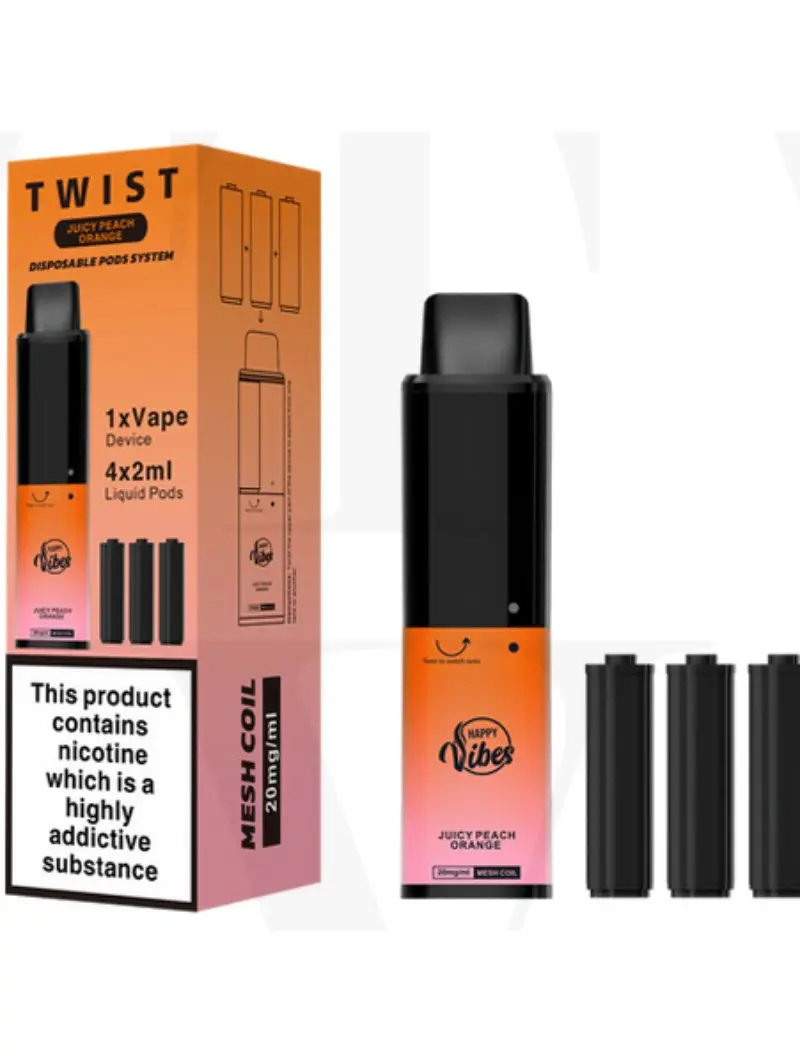 Juicy Peach Orange Happy Vibes Twist 2400 Disposable Vape 