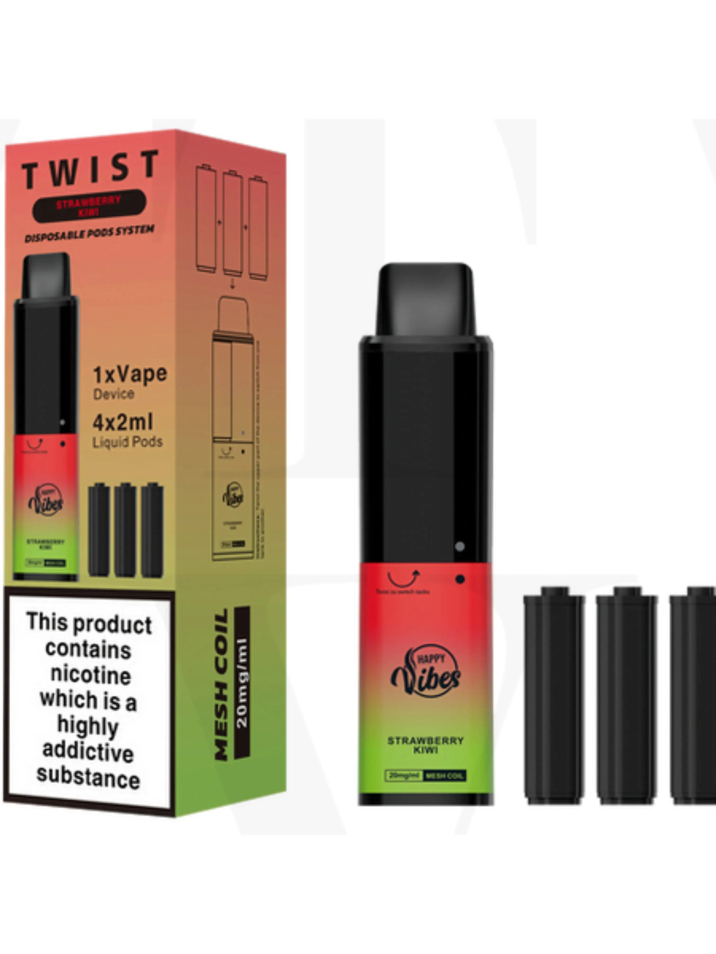 Strawberry Kiwi Happy Vibes Twist 2400 Disposable Vape  