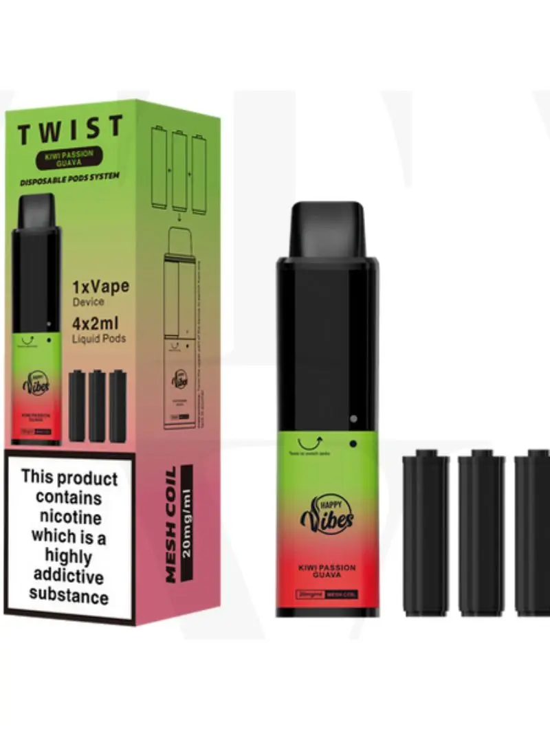 Kiwi Passionfruit Guava Happy Vibes Twist 2400 Disposable Vape 