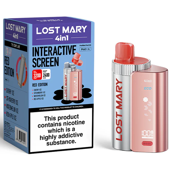 Red Edition Lost Mary 4 in 1 3200 Puffs Disposable Vape Kit 