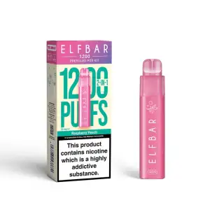 Raspberry Peach Elf Bar 1200 Prefilled Pod Vape Kit 