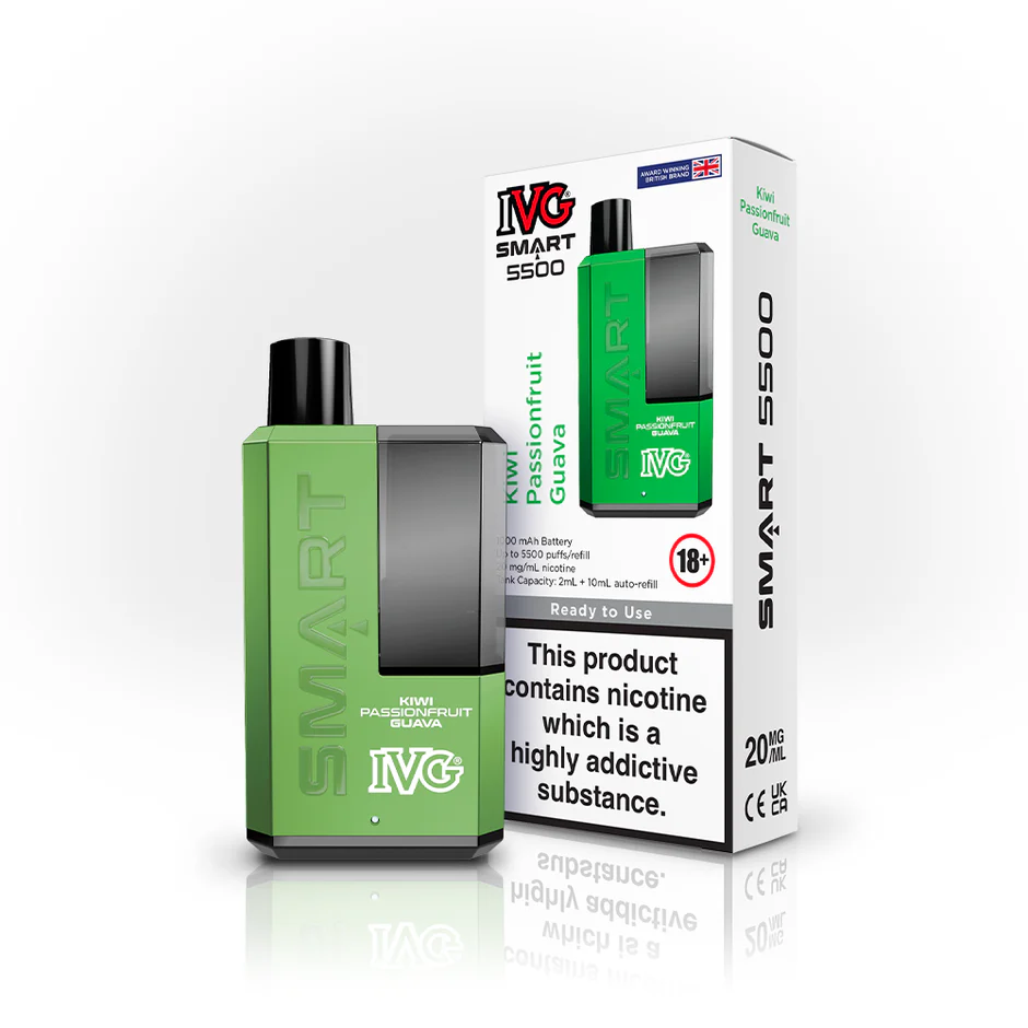 Kiwi Passion Fruit Guava IVG Smart 5500 Disposable Vape Kit 20mg