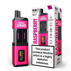 Angel 2400 Rechargeable Disposable Vape by Vapes Bars 20mg | Raspberry