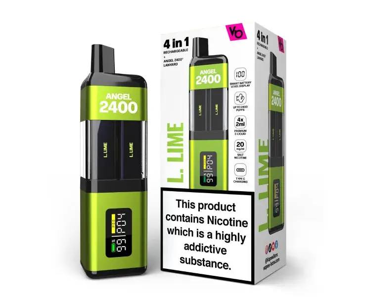 Angel 2400 Rechargeable Disposable Vape by Vapes Bars 20mg | L.Lime