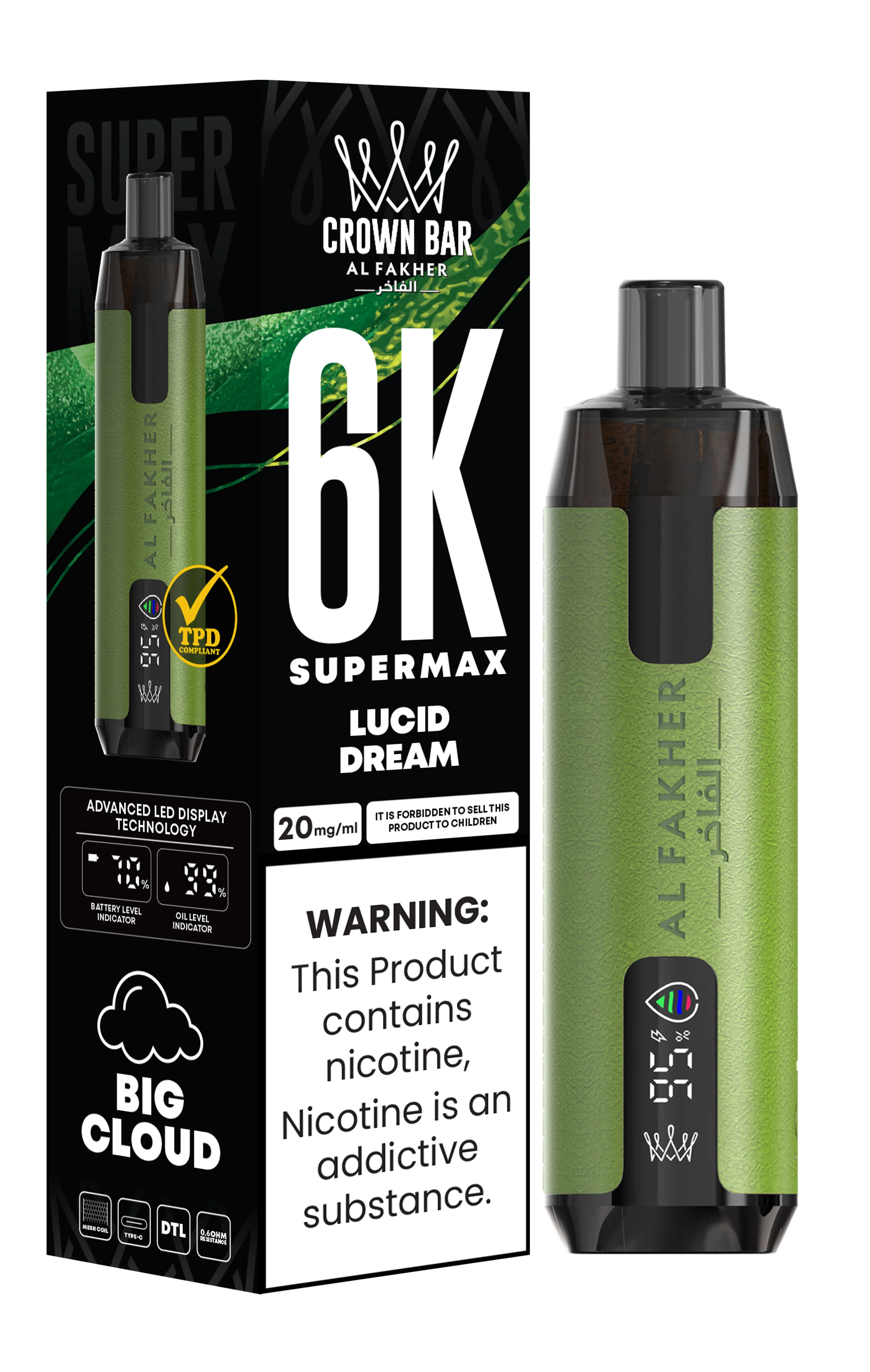 Al Fakher Crown Bar 6K Supermax Disposable Vape Kit - Lucid Dream