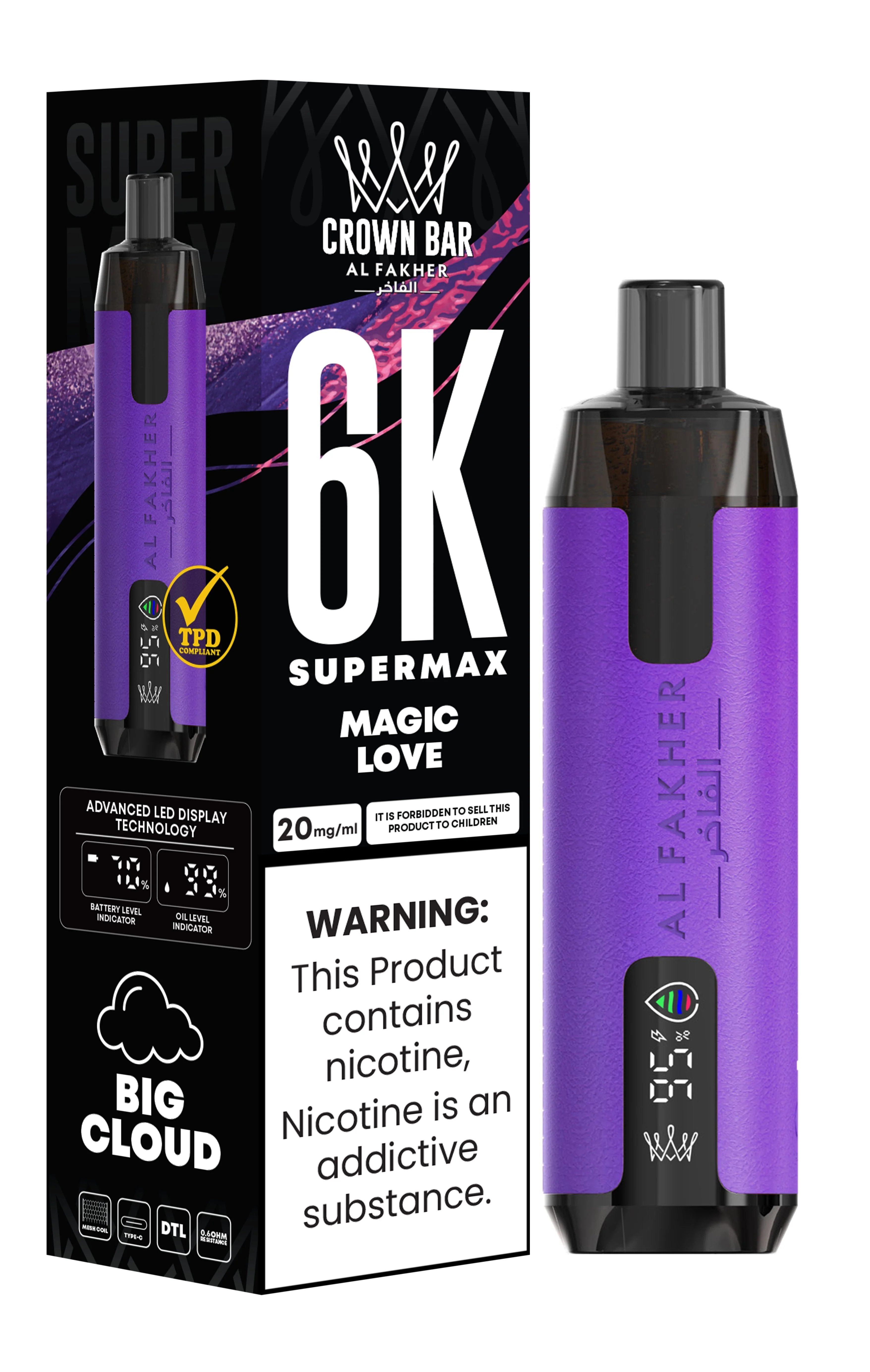 Al Fakher Crown Bar 6K Supermax Disposable Vape Kit - Magic Love