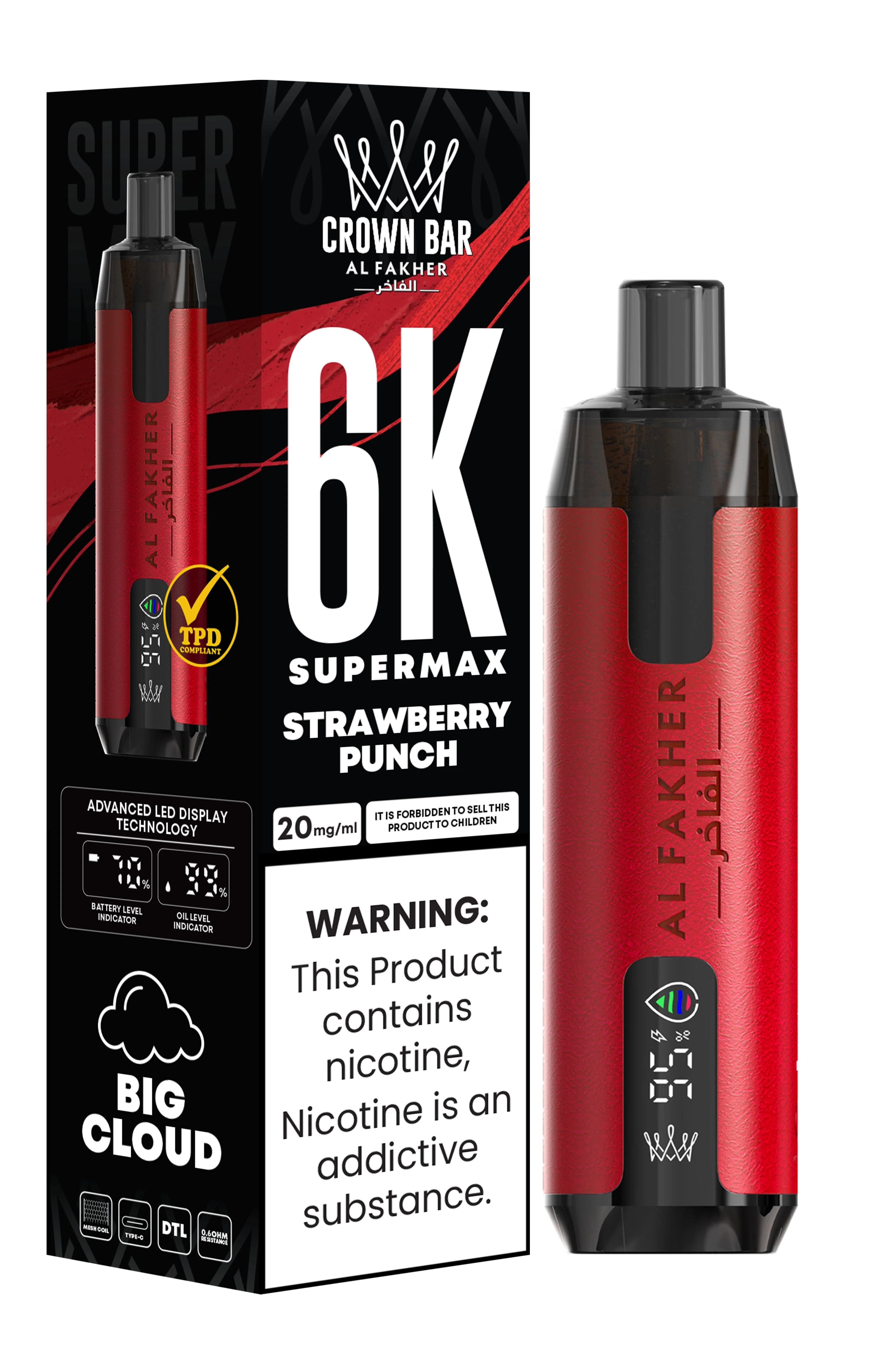 Al Fakher Crown Bar 6K Supermax Disposable Vape Kit - Strawberry Punch