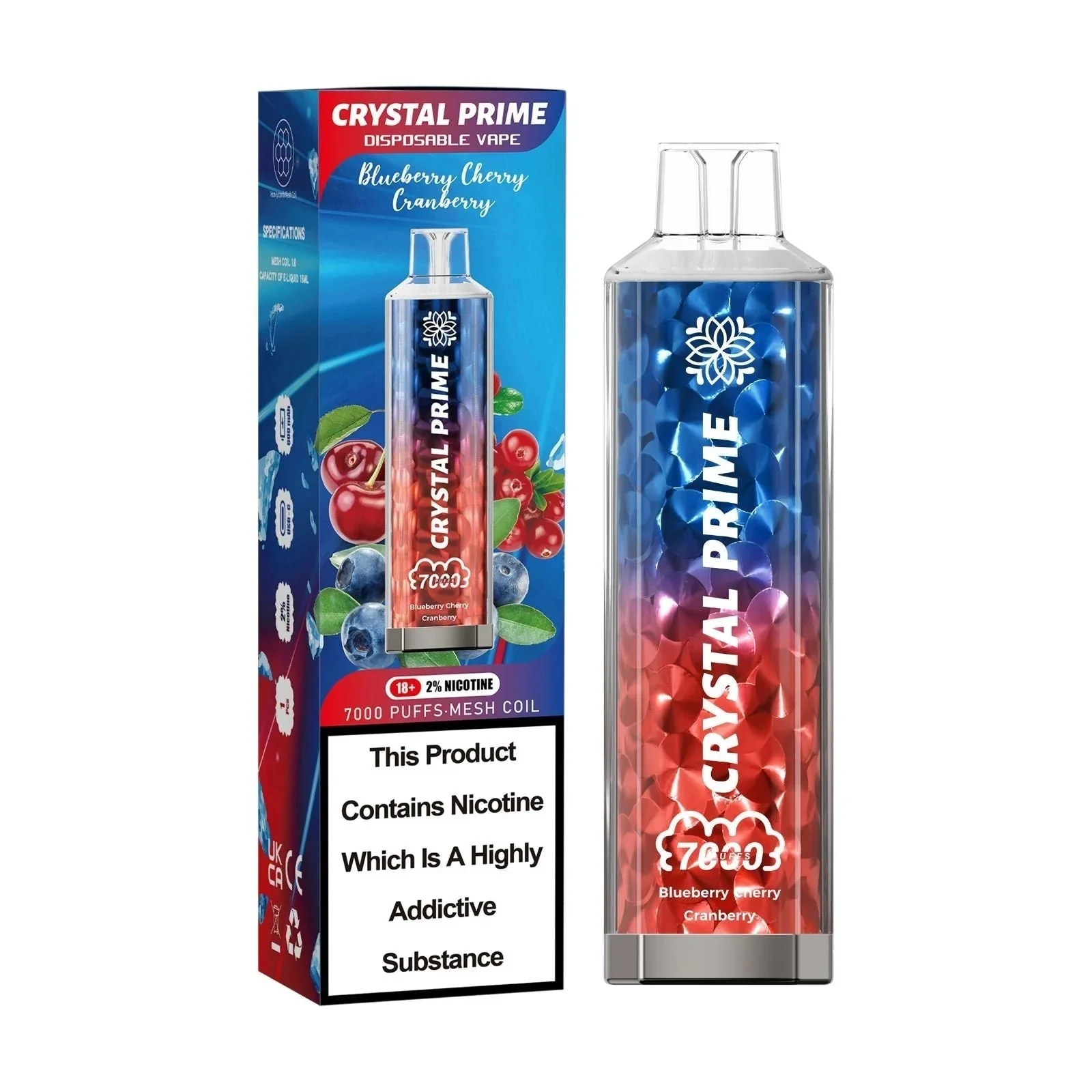 Blueberry Cherry Cranberry by Crystal Prime 7000 Disposable Vape