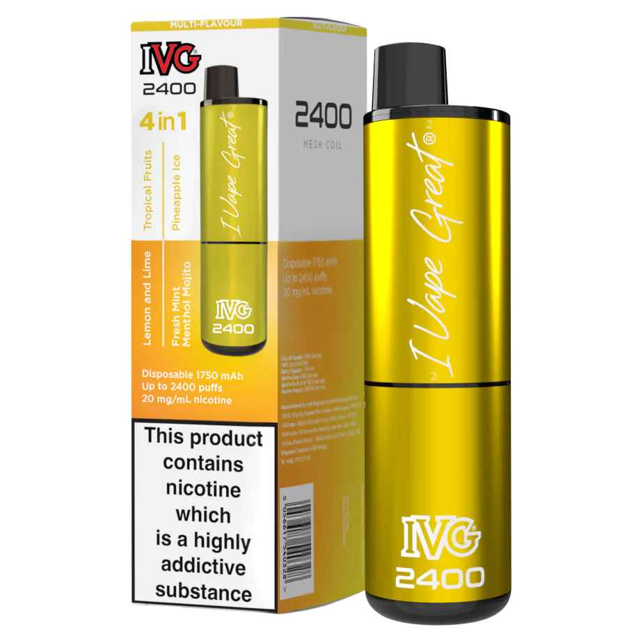 Lemon Edition (4 in 1) IVG Bar Crystal 2400 Disposable Vape 