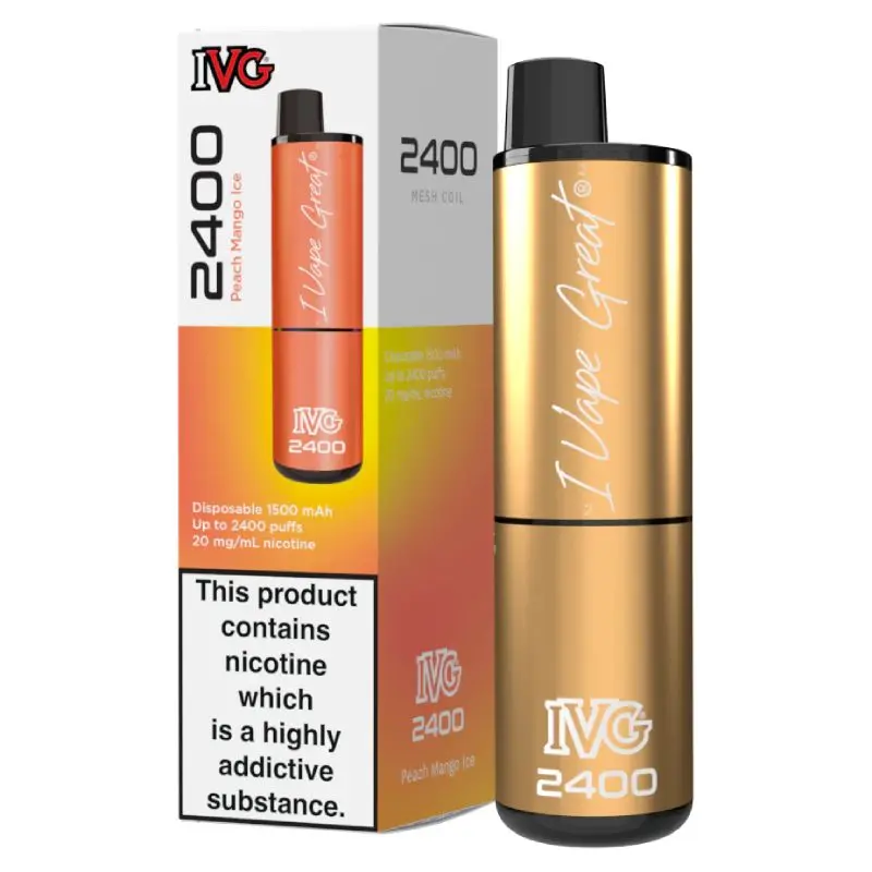 Peach Mango Ice IVG Bar Crystal 2400 Disposable Vape 