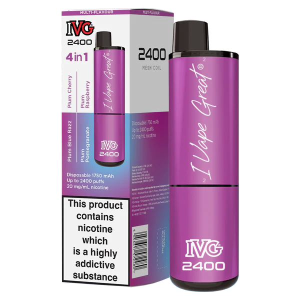 Plum Edition (4 in 1) IVG Bar Crystal 2400 Disposable Vape