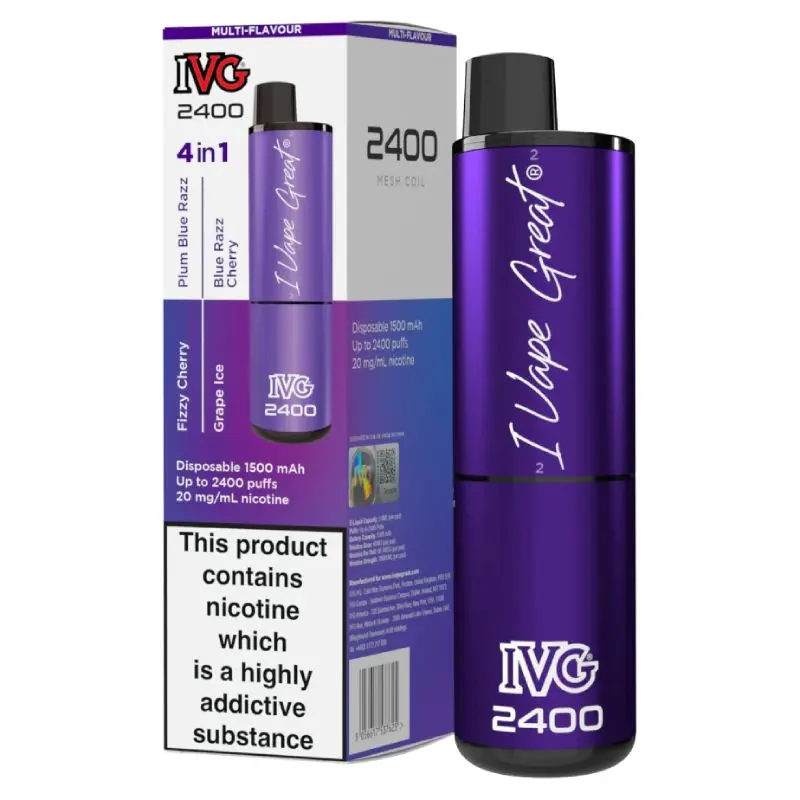 Purple Edition(4 in 1) IVG Bar Crystal 2400 Disposable Vape 