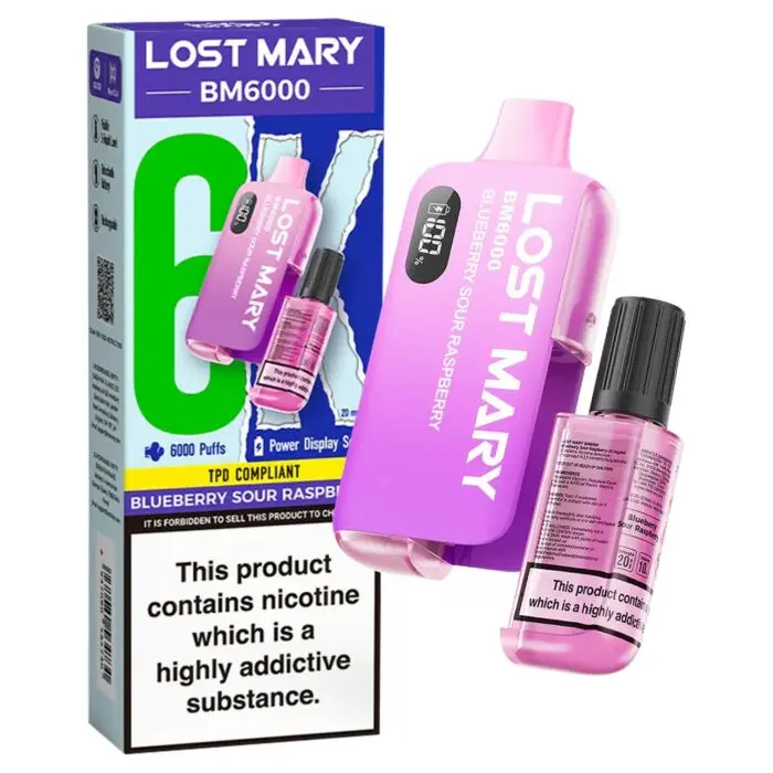 Blueberry Sour Raspberry Lost Mary BM6000 Disposable Vape Kit 20mg