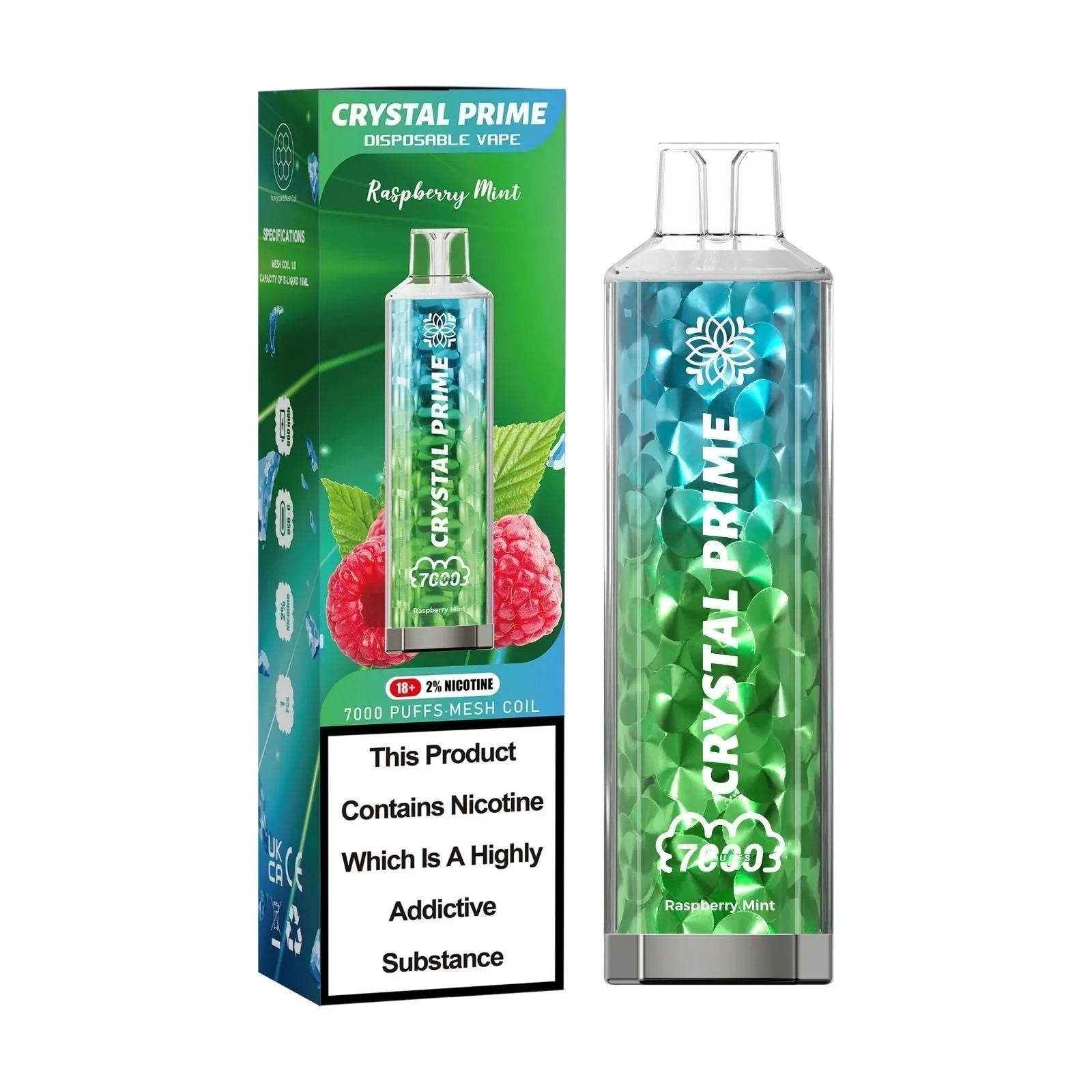 Raspberry Mint by Crystal Prime 7000 Disposable Vape