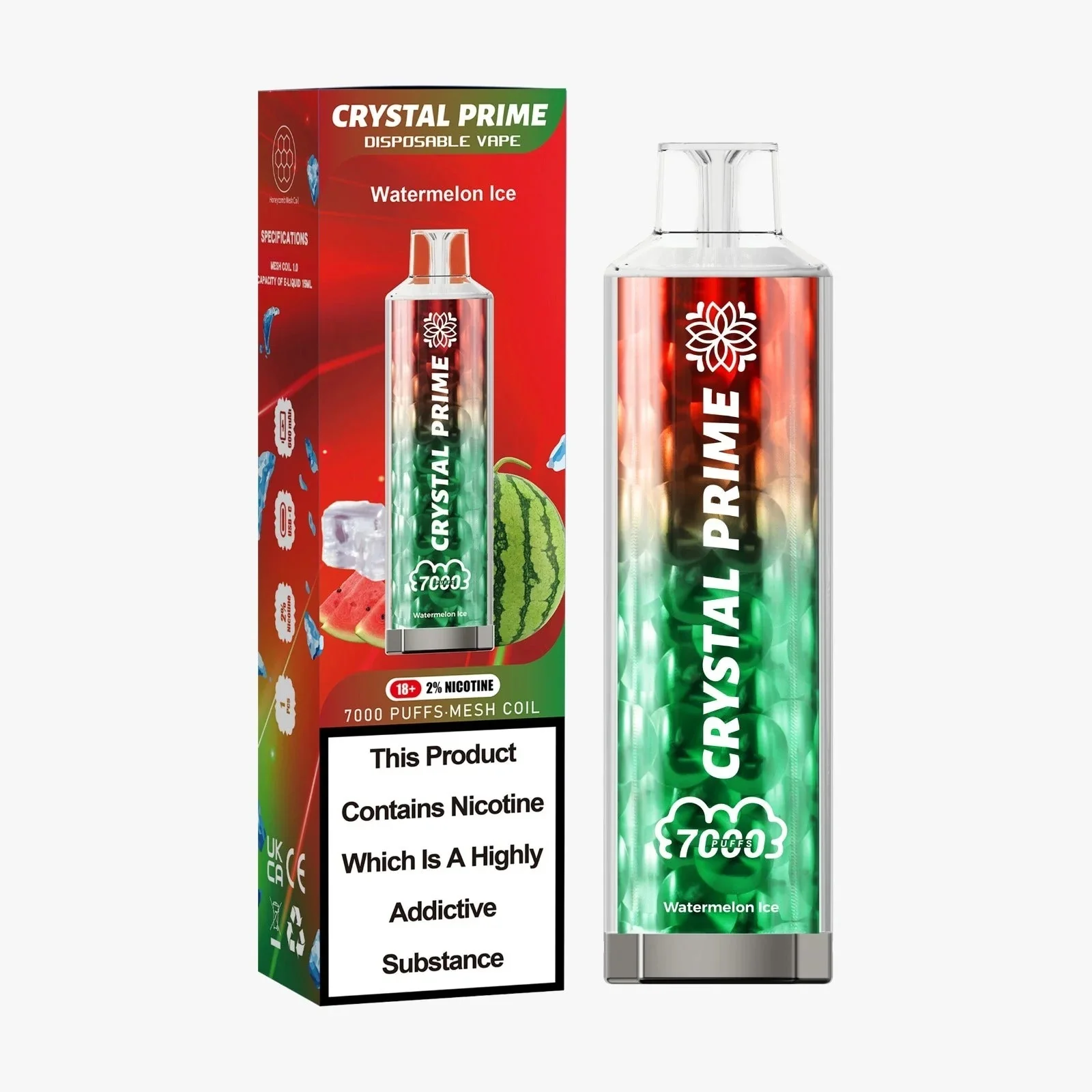 Watermelon Ice by Crystal Prime 7000 Disposable Vape